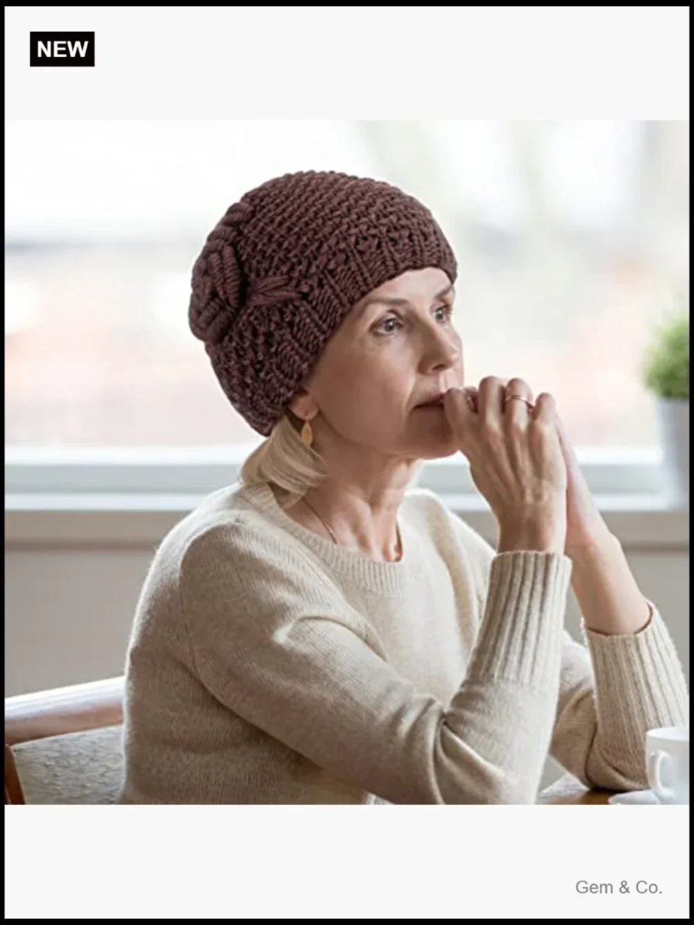 4 Pack Floral Knitted Beanies Winter Hats for Women Flannelette Lined
